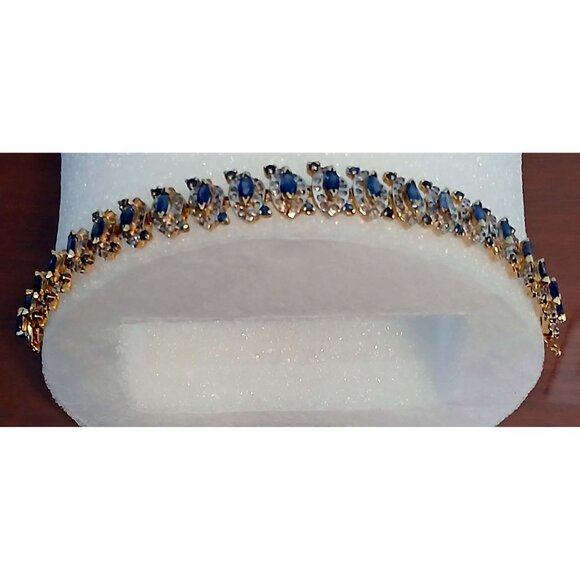 Sapphire Diamond 14k Yellow Gold Unique Heirloom Bracelet - Picture 2 of 9